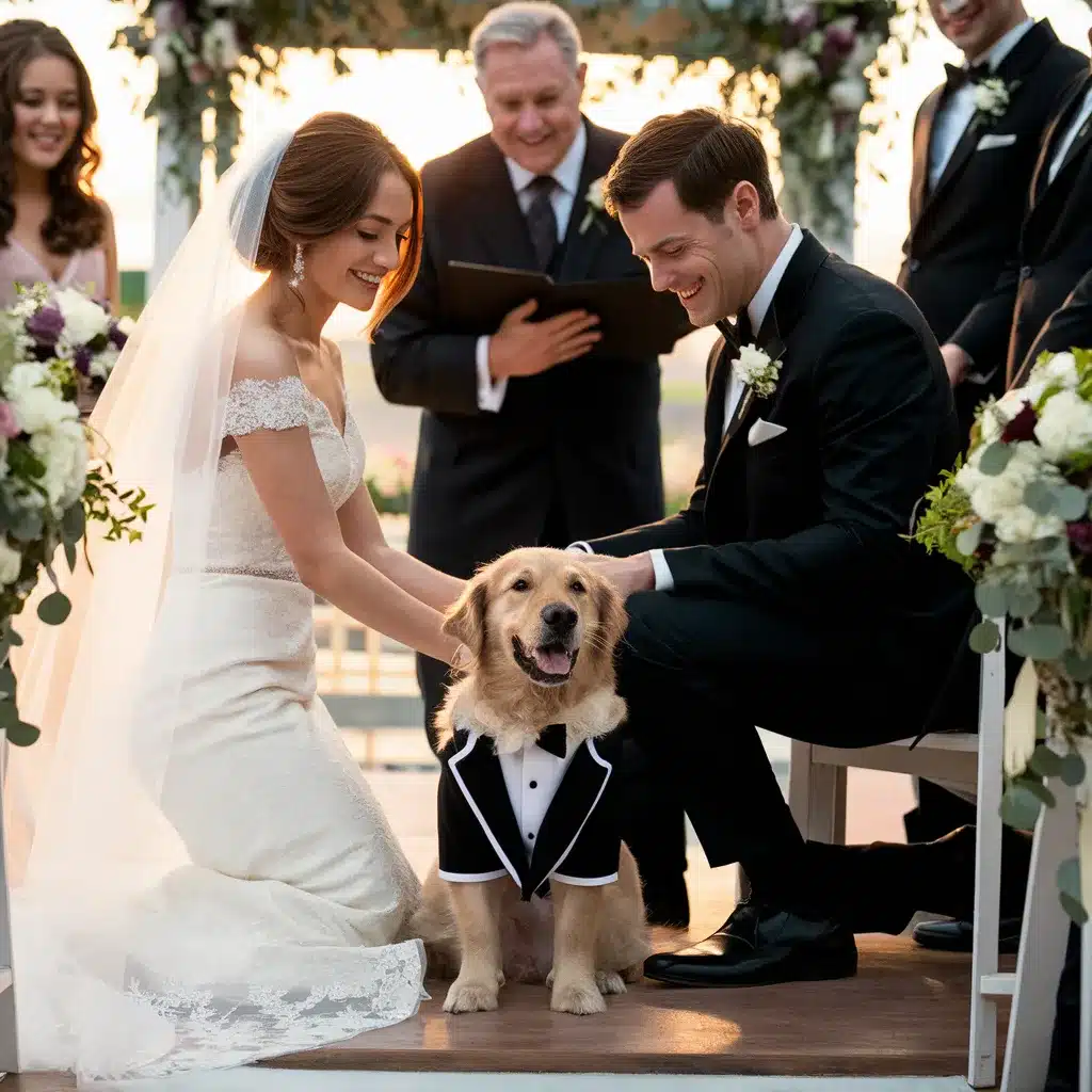 golden retriever in wedding