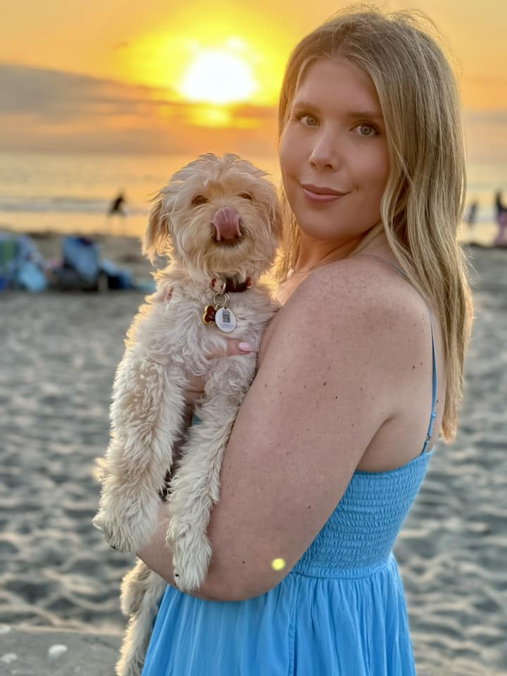 woman-and-dog-at-sunset